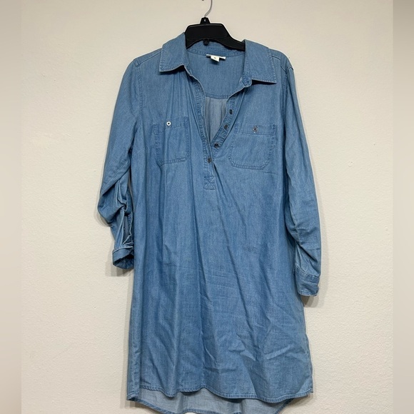 Chambray Shirt Dress for Women Size LP - Picture 3 of 6